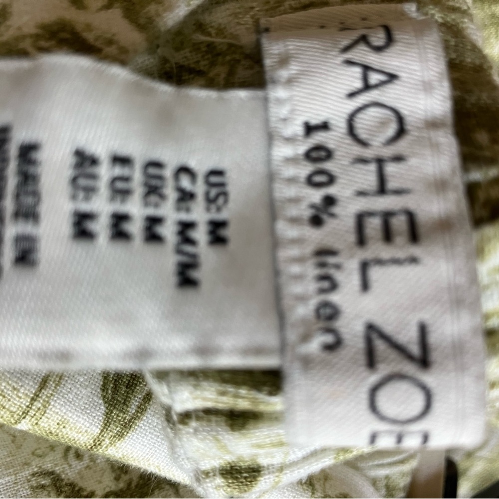 Rachel Zoe Cream and Green 100% Linen Floral Midi Skirt - Picture 4 of 4